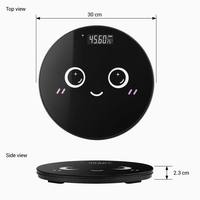 Báscula Digital de Grasa Corporal Redonda con Diseño de Dibujos Animados, Recargable por USB, Bluetooth, 180 kg, Vidrio Templado de Alta Resistencia