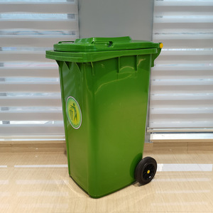 Green Plastic Waste <b>Bin</b> 120L Wheeled Indoor Outdoor Rectangular Sanitation Container - Product Image 3