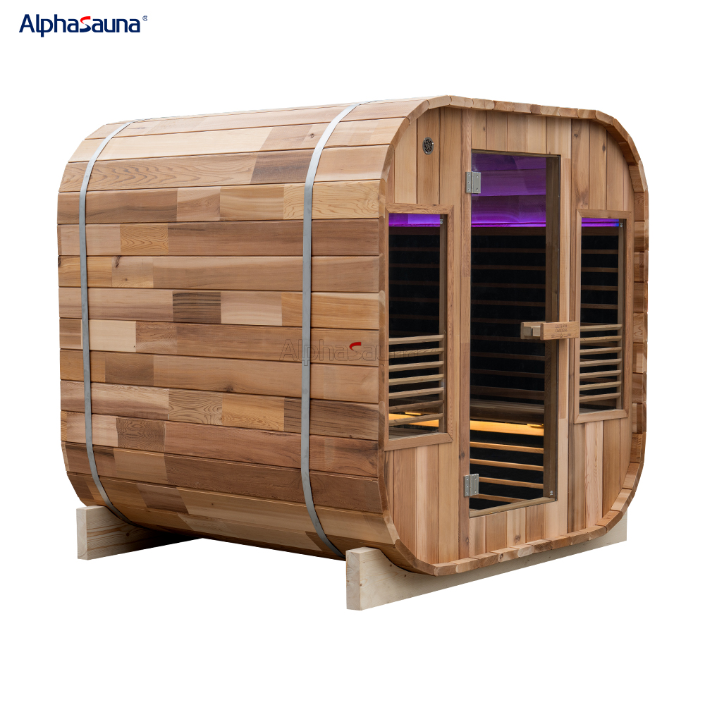 Outdoor Infrared Sauna 6 Person Square Outdoor Sauna Red Cedar Traditional Sauna Room