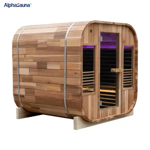 Outdoor Infrared Sauna 6 Person Square Outdoor Sauna Red Cedar Traditional Sauna Room