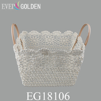 Panier à plantes vintage en corde de coton tressé, imperméable, écologique, pour intérieur, couvercle de pot de fleurs, bac de rangement pour linge, avec poignées, 35X28X20CM