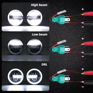 Phares LED ronds de 7 pouces 45W pour moto, faisceau haut/bas, avec anneaux lumineux Halo, pour Jeep Wrangler, SUV tout-terrain et voitures - Product Image 3