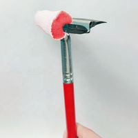Nettoyeur de vitres double face - Manche rouge + éponge nid d'abeille et raclette en caoutchouc, idéal pour le nettoyage des vitres de la maison, de la voiture et de la salle de bain