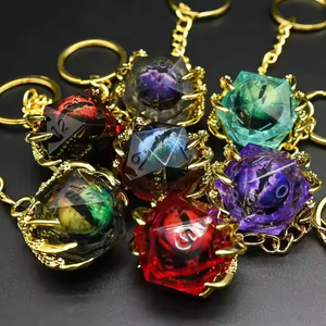 Exquisito D20 Liquid Dragon Eye Random Bulk DND Dice Resina Metal Llavero para juegos <span class=keywords><strong>de</strong></span> rol - Product Image 2