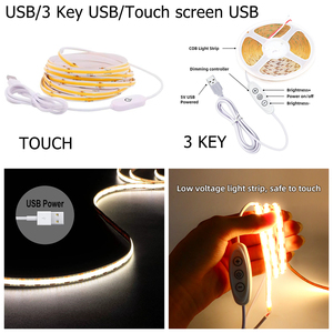 USB Dimmbare COB LED-Licht leiste 320LEDs/<span class=keywords><strong>m</strong></span> 5V USB-LED-Streifen USB-Touch-Controller - Product Image 2
