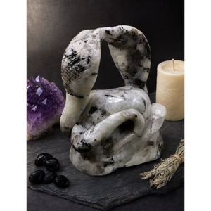 Sculpture unique d'un couple de cobras avec capuchon surélevé en pierre de lune - guérison par les cristaux / chakra / reiki - 6 pouces et 2,22 - Product Image 3
