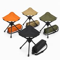 Tabouret pliant triangulaire pour le camping en plein air, tissu Oxford 600D, tabouret pliant à trois positions avec rotation à 360 degrés pour la pêche