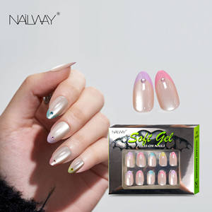 Nailway 30 pièces de <span class=keywords><strong>faux</strong></span> ongles colorés à bout français en amande, <span class=keywords><strong>faux</strong></span> ongles à presser, <span class=keywords><strong>faux</strong></span> ongles complets à <span class=keywords><strong>coller</strong></span> pour femmes - Product Image 1