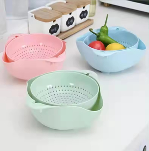Panier de lavage de cuisine rond à double drain pour fruits et légumes, passoire et égouttoir de qualité supérieure, vente en gros - Product Image 5