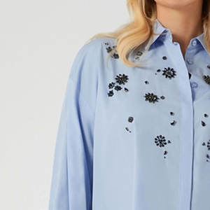 Camisa bordada de moda para mujer en diferentes tamaños Blusa de algodón bordada ropa de calle Tops casuales para atuendo diario - Product Image 6