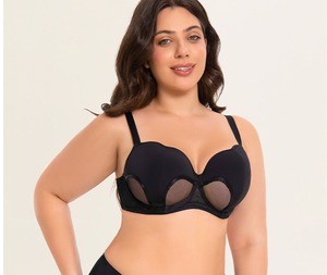 Sujetador push-up con copas huecas para mujer, cobertura total, con aros, estilo balconette, lencería femenina, tallas 34 36 38 40 42 D E F G H I J - Product Image 3