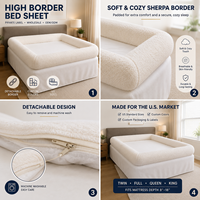 Ensemble de draps de lit rembourrés sur mesure avec bordure, étiquette privée OEM, drap-housse à poches profondes avec bord de sécurité détachable, vente en gros en vrac