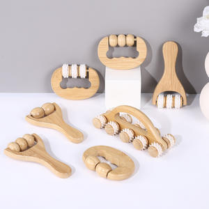 Baño de bambú portátil de cuatro ruedas masajeador de baño de cuerpo pequeño herramienta de masaje de bambú de tres cuentas - Product Image 3