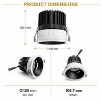 Spot LED Encastrable COB ODM à CRI90 Élevé 15W 20W 25W 30W, Angle Réglable 3500-5500K pour Affichage Commercial en Showroom de Carrelage