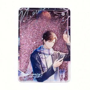 Porte-clés personnalisé en sable mouvant liquide, breloque en acrylique personnalisée, aimants de réfrigérateur magnétiques à paillettes - Product Image 1