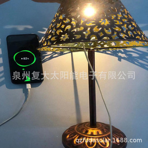โคมไฟตั้งโต๊ะพลังงานแสงอาทิตย์ E27 LED ไร้สาย ไฟสวนกลางแจ้ง ชาร์จ USB ของตกแต่งบ้าน ของขวัญ - Product Image 2