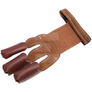 Sarung tangan kulit pelindung jari panahan kustom kualitas tinggi Oem sarung tangan pelindung tangan Logo Panahan