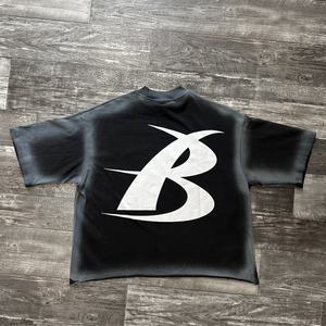 T-shirt Hip Hop surdimensionné en coton 100% imprimé numérique de haute qualité personnalisé, style streetwear, vintage, délavé à l'acide, ourlet coupé, séchage rapide - Product Image 1