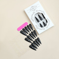Lot de 24 faux ongles longs et pointus, couleur unie, en plastique ABS, pour salon de manucure, à presser, pour doigts, longs, style INS