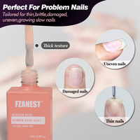 FZANEST Échantillon Gratuit Gel de Base en Caoutchouc Soak Off pour Ongles, Vernis à Ongles en Gel, Marque Privée, Logo Personnalisé, Couche de Base Colorée pour Ongles