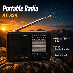 <span class=keywords><strong>Radio</strong></span> <span class=keywords><strong>Portatile</strong></span> Compatta a 9 Bande AM FM Onde Corte con Logo Personalizzato OEM, Alimentazione DC, Fornitura di Fabbrica all'Ingrosso - Product Image 1
