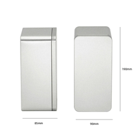 Boîte en métal rectangulaire, argent mat, vide, personnalisable avec logo, 190x90x85mm, pour emballage cadeau, bonbons, thé