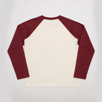 T-shirt de baseball à manches longues raglan avec logo personnalisé, bicolore contrasté, en coton imprimé