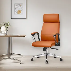 Дешевая Современная компактная Регулируемая офисная мебель клерк вращающийся оранжевый цвет колеса игровой коммерческий кожаный офисный стул