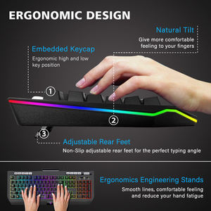 <span class=keywords><strong>Clavier</strong></span> multimédia filaire, ergonomique pour gaming, rétroéclairé rvb, pour jeux vidéo, meilleure vente - Product Image 4