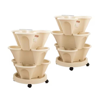 Ensemble de jardinières empilables de nouvelle conception, tour de jardin en plastique imitant la terre cuite pour une utilisation en extérieur, pot à fraises