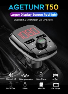 T50 Bluetooth 5,0 U disco/tarjeta micro SD USB del cargador del manos libres transmisor FM <span class=keywords><strong>MP3</strong></span> de Audio -jugador de la luz roja - Product Image 2