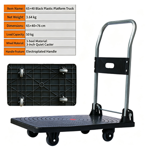 Folding Hand Truck 330 Lb Capacity Aluminum Frame 4 Wheel Design Collapsible Heavy Duty Hand Cart With Wheels Value Pack - Product Image 3
