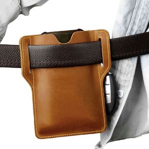 Mens Leather <b>Belt</b> <b>Pouch</b> EDC <b>Tool</b> Holster Phone Holder Vintage Case Genuine Leather Travel Hiking Waist Pack Cowhide Holster - Product Image 2