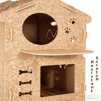 Maison pour chat en bois de qualité supérieure, toit en écorce naturelle, abri écologique pour animaux de compagnie, utilisation en intérieur
