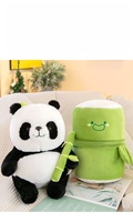Vente directe usine – Jouets en peluche panda super doux de 25 à 35 cm, en coton PP, emballés sous vide, avec tube en bambou simulé – Adorables accessoires de poupées