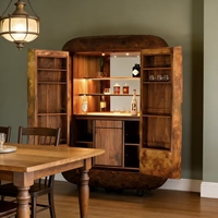Meuble bar autoportant de designer sophistiqué, forme arrondie et patchwork texturé, décoration résidentielle de luxe, armoire à vin