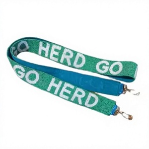 Green Webbing <b>Strap</b> with White "GO HERD GO" Raised Text Fashion <b>Adjustable</b> Metal Hooks Convenient Bag Accessory - Product Image 1