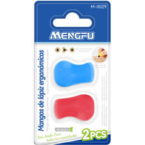 Impugnature Ergonomiche in Silicone per Matite 2 Pezzi Non Tossiche Blu Rosso Ricaricabili Design Confortevole Marca Mengfu Modello M-0029 Prodotto in Cina - Product Image 1