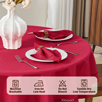 Nappe ronde en polyester imitation lin personnalisée avec découpe en forme de diamant, imperméable, résistante aux taches, anti-rétrécissement et lavable
