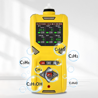 Détecteur de gaz portable 6-en-1 à aspiration par pompe (éthylène/méthane/O2/H2/CO/CO2) avec triple alarme (son, lumière, vibration)