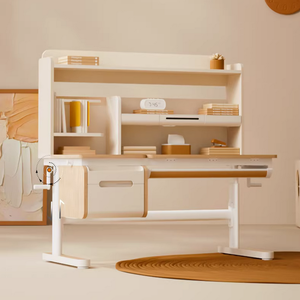 Bureau d'étude pour enfants <span class=keywords><strong>Igrow</strong></span>, réglable, en bois massif, avec étagère et tiroirs de rangement, design minimaliste, bureau scolaire - Product Image 3