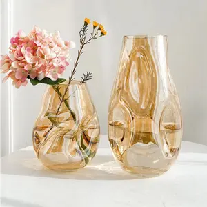 Custom Geblazen Geometrische Onregelmatigheidsvorm Glazen Vaas Handgemaakte Bloem Ambachtelijke Tafel Hydrocultuur Knop Glazen Vazen