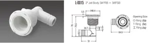 Jet Manufacturer 2 "Aurora Single Rotary Jet hitam untuk bak mandi pijat