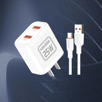 Set Charger KAKUSIGA Factory New KSC-2238 Dual-Port Private Mold dengan Colokan Standar AS dan Termasuk Kabel USB ke Type-C untuk Ponsel