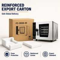 Four à convection à air chaud commercial à 4 niveaux et 4 plateaux, 40 L, en acier inoxydable, pour boulangerie, avec température réglable et fonction vapeur