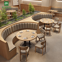 Ensemble de table et de chaises en bois durables pour restaurant commercial moderne, canapés adaptés aux restaurants de restauration rapide, hôtels et cafés