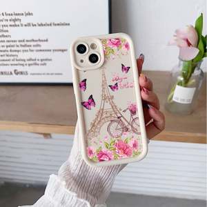 เคสโทรศัพท์ลายหอไอเฟลและผีเสื้อสุดหรู สำหรับ iPhone 15 14 13 12 11 X XR Xs SE2 SE 8 7 Plus Pro Max Mini  วัสดุซิลิโคน - Product Image 5