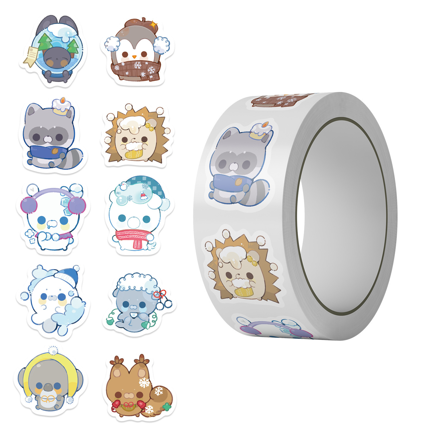 Autocollants rouleau animaux d'hiver Jjt278