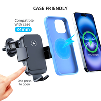 Cargador Inalámbrico Rápido de 15W para Auto, Soporte para Teléfono con Sujeción Automática, Montaje en Rejilla de Ventilación, Operación con una Mano, Compatible con Diversas Carcasas, Agarre Estable