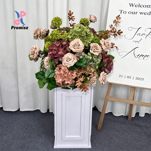 Promise <b>Artificial</b> <b>Flower</b> Arrangement Mixed Roses Hydrangeas Classic Wedding Decor Reusable Handmade Silk Realistic Waterproof - Product Image 1